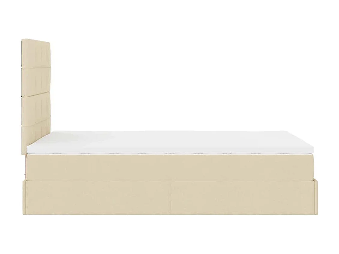 Estructura de cama otomana con colchón tela crema 120x200 cm