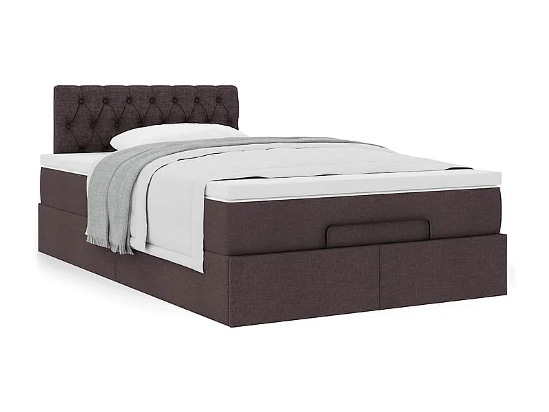 Estrutura de cama otomana com colchão 120x190cm castanho escuro