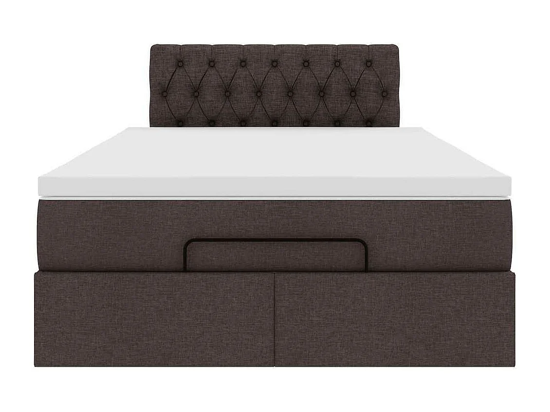 Cadre de lit ottoman avec matelas marron foncé 120x190 cm tissu