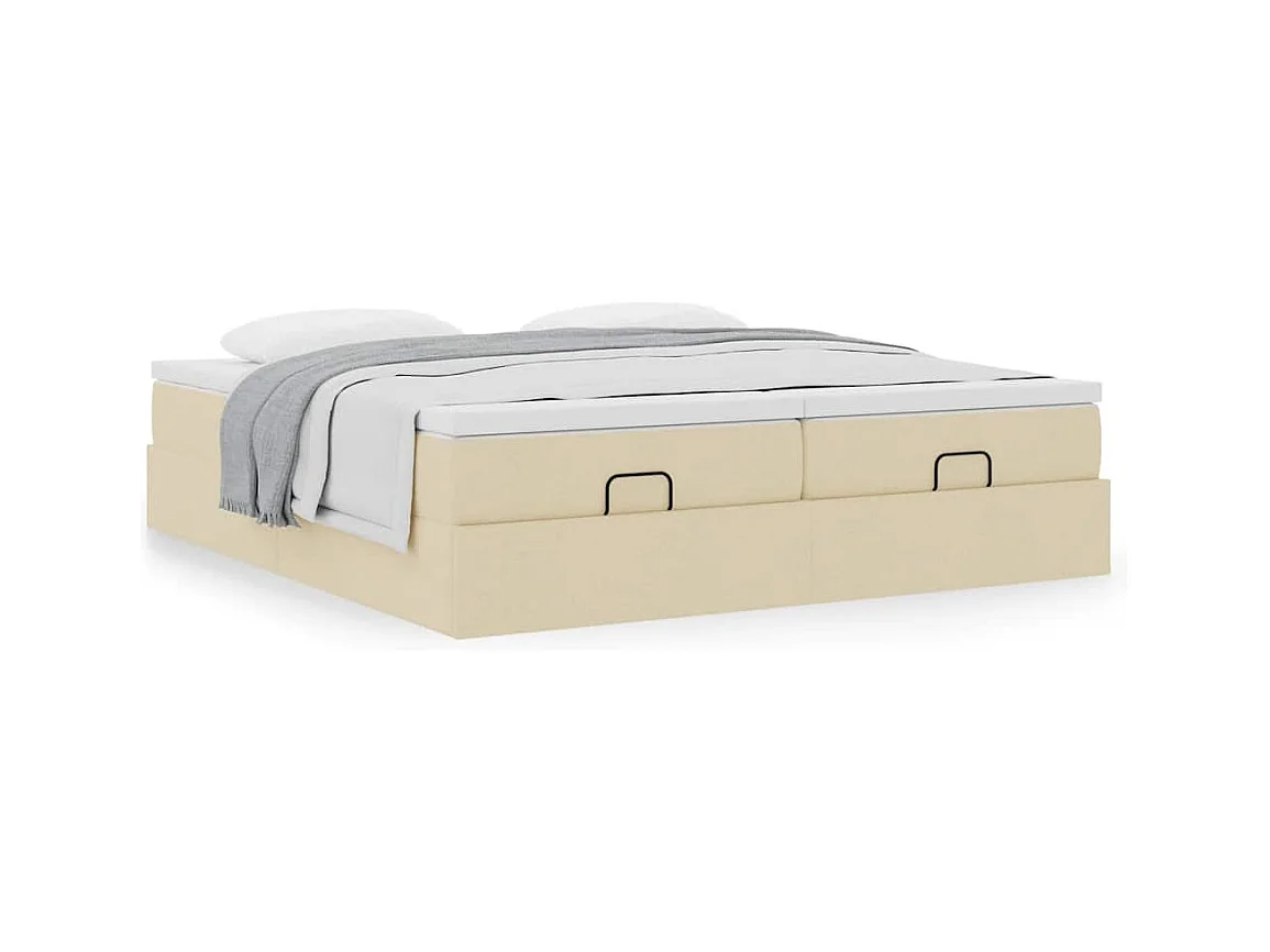 Estrutura de cama otomana com colchões tecido creme 160x200cm