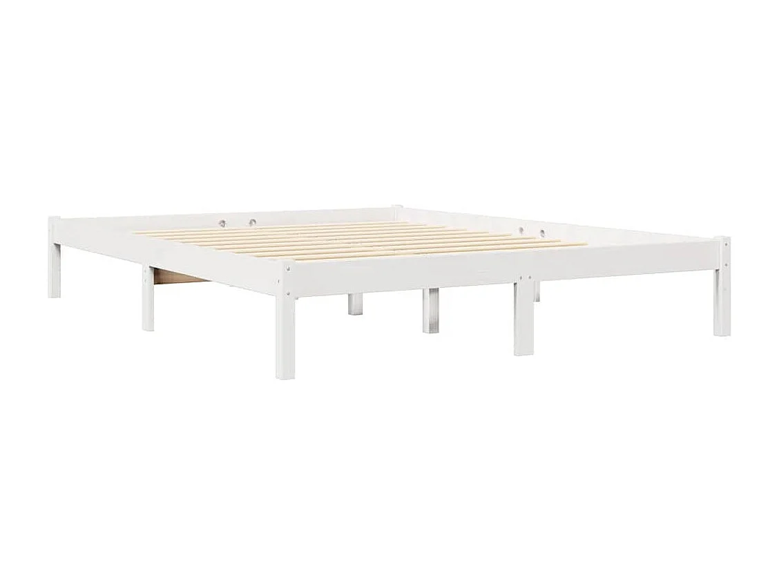 Cama con estantería sin colchón madera maciza blanca 135x190 cm