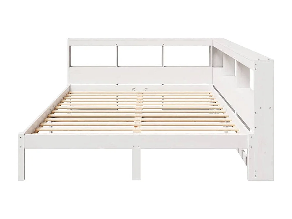 Cama com estante sem colchão 135x190 cm pinho maciço branco