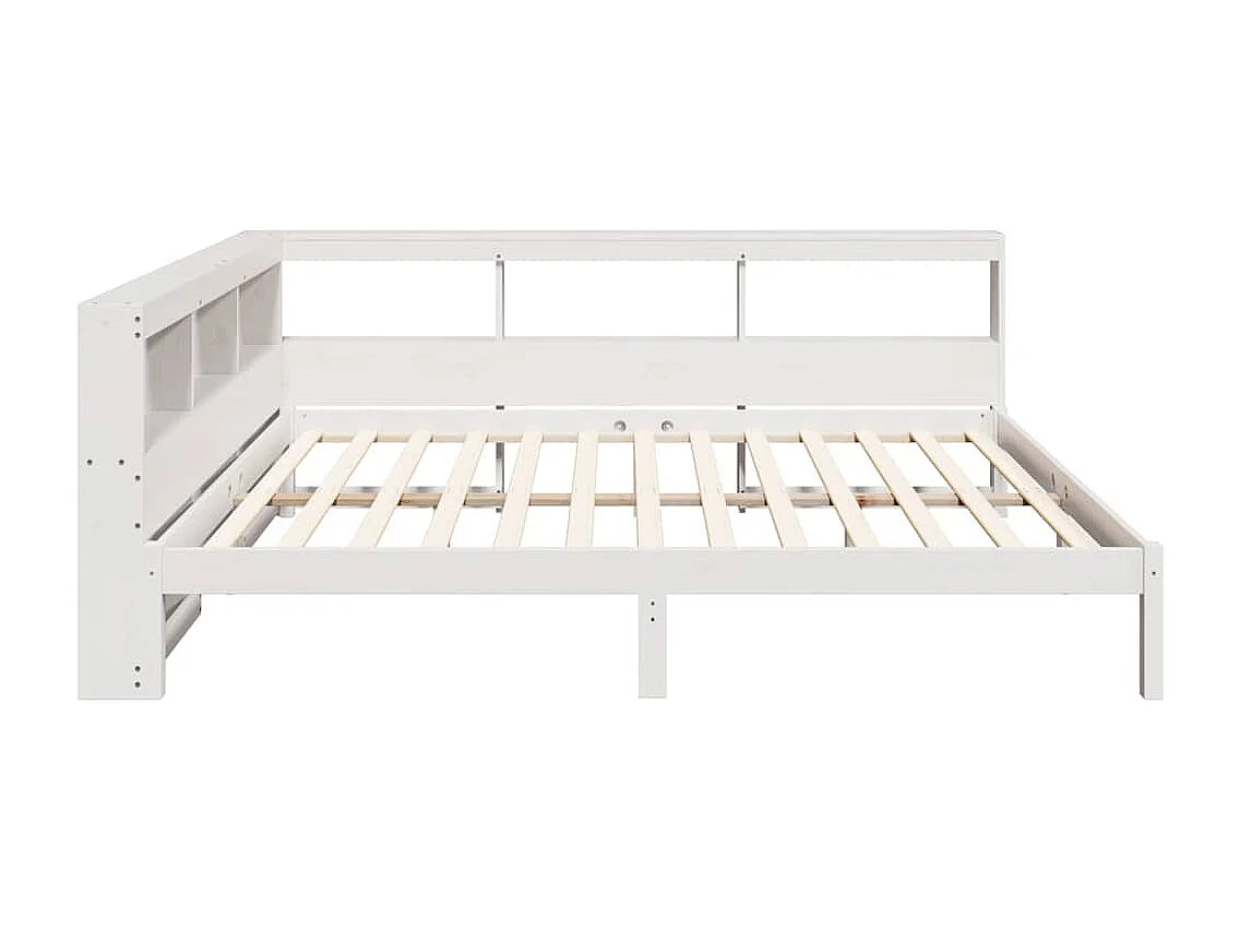 Cama com estante sem colchão 135x190 cm pinho maciço branco