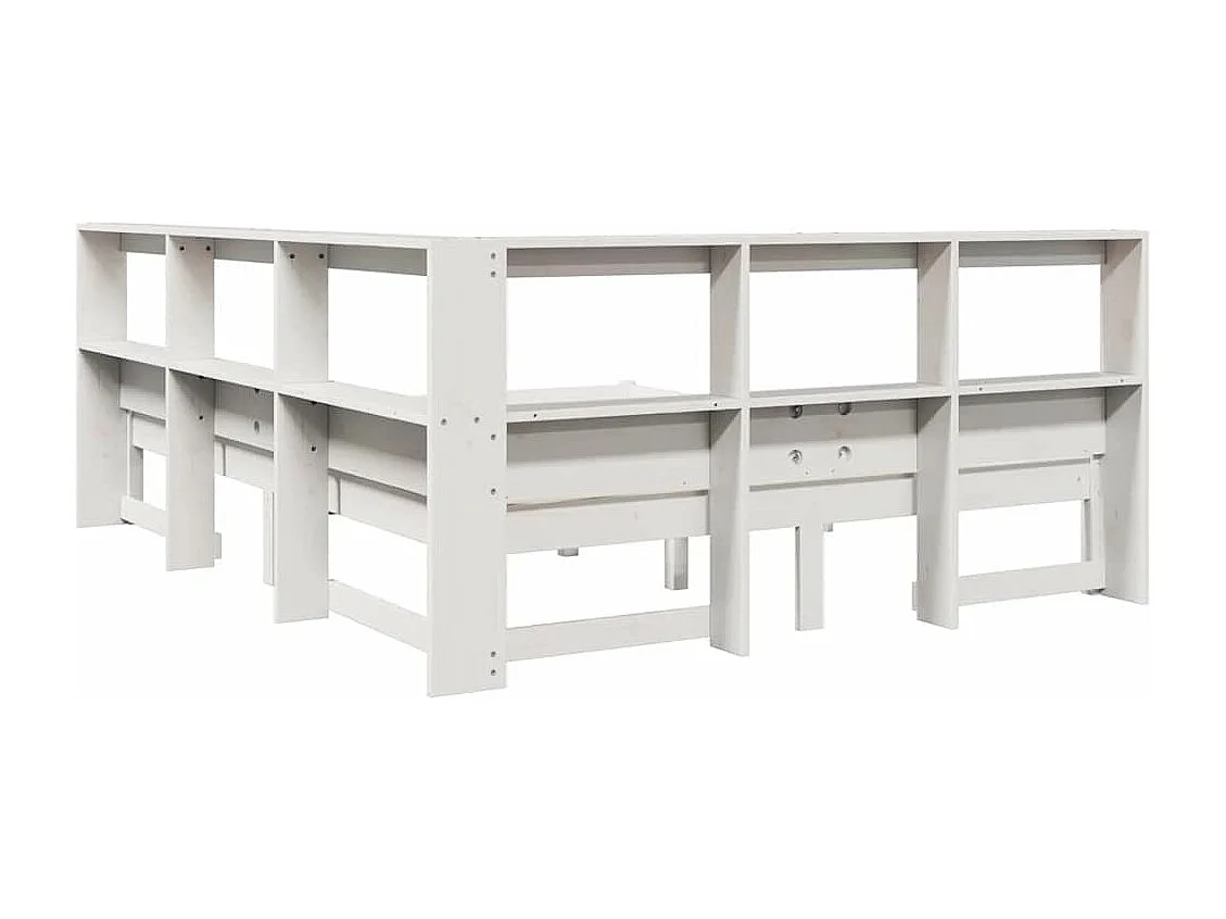 Cama com estante sem colchão 135x190 cm pinho maciço branco