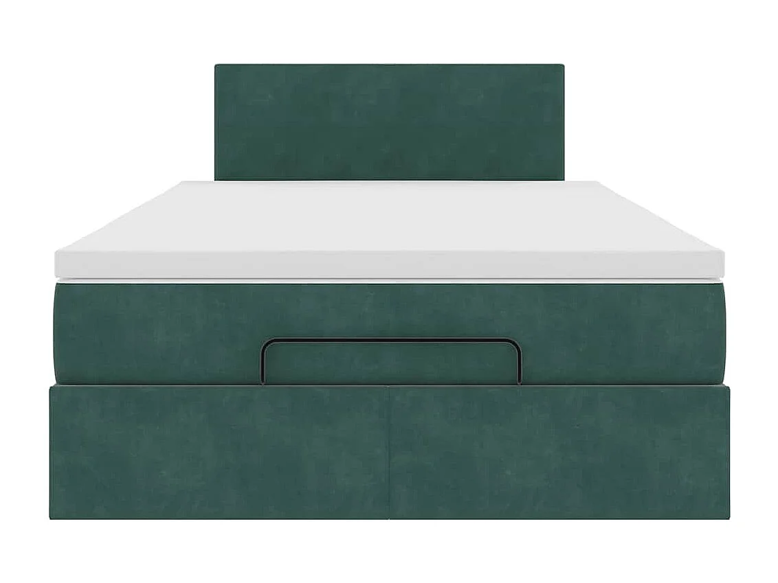 Cadre de lit ottoman avec matelas vert foncé 120x200 cm velours
