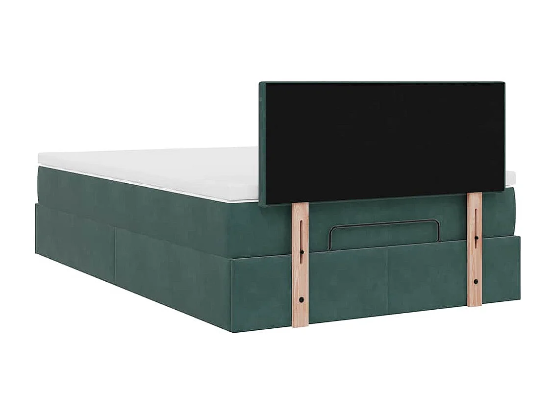 Cadre de lit ottoman avec matelas vert foncé 120x200 cm velours