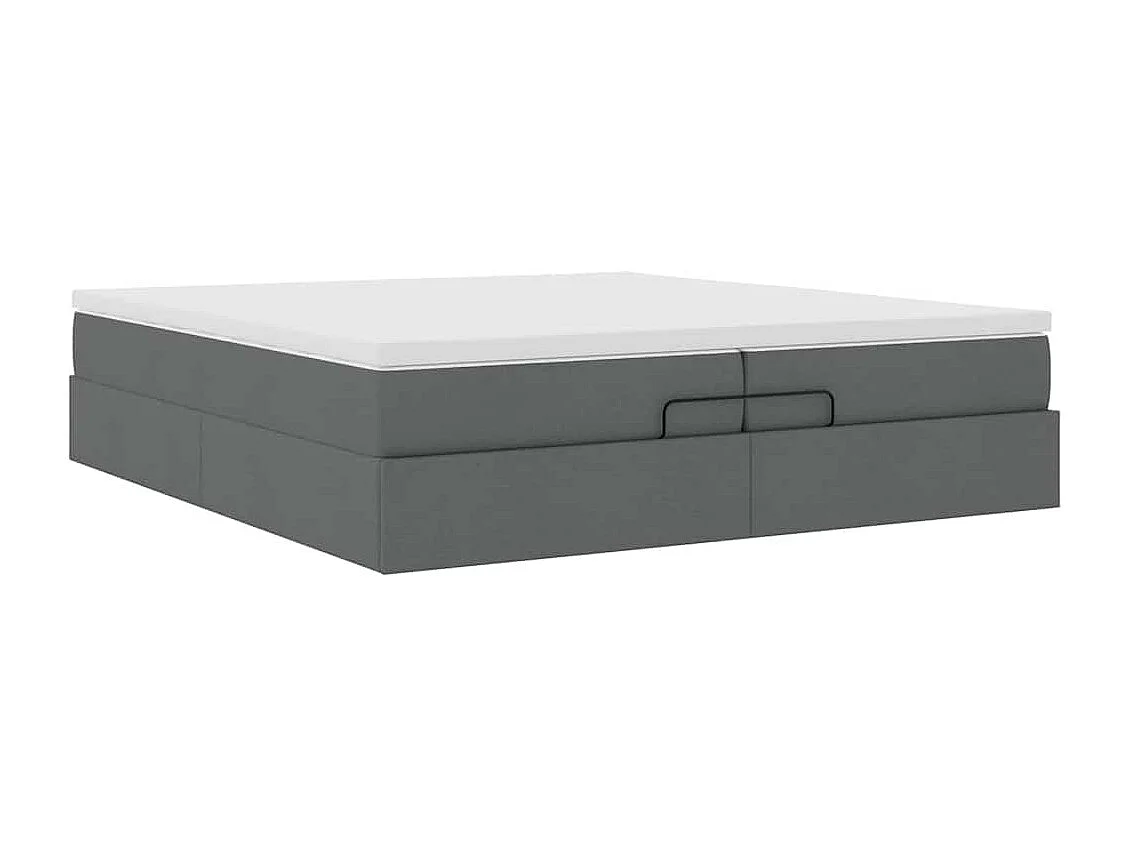 Cadre de lit ottoman avec matelas gris foncé 200x200cm tissu