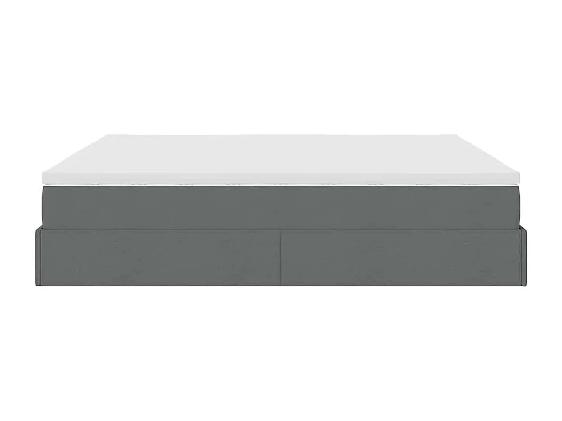 Cadre de lit ottoman avec matelas gris foncé 200x200cm tissu