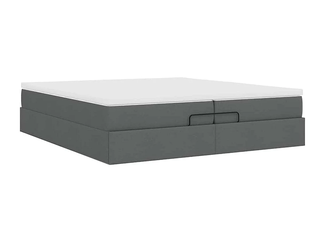 Cadre de lit ottoman avec matelas gris foncé 200x200cm tissu