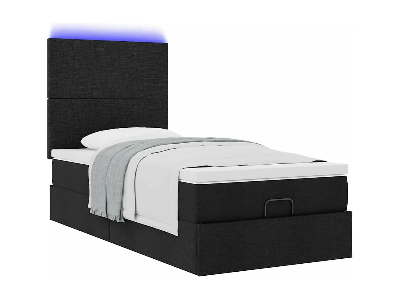 Cadre de lit ottoman avec matelas noir 80x200 cm tissu