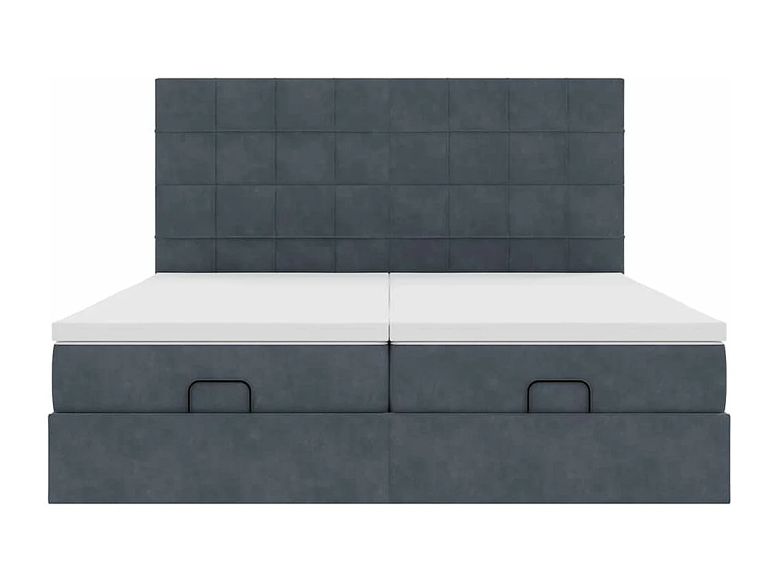 Cadre de lit ottoman avec matelas gris foncé 200x200 cm velours