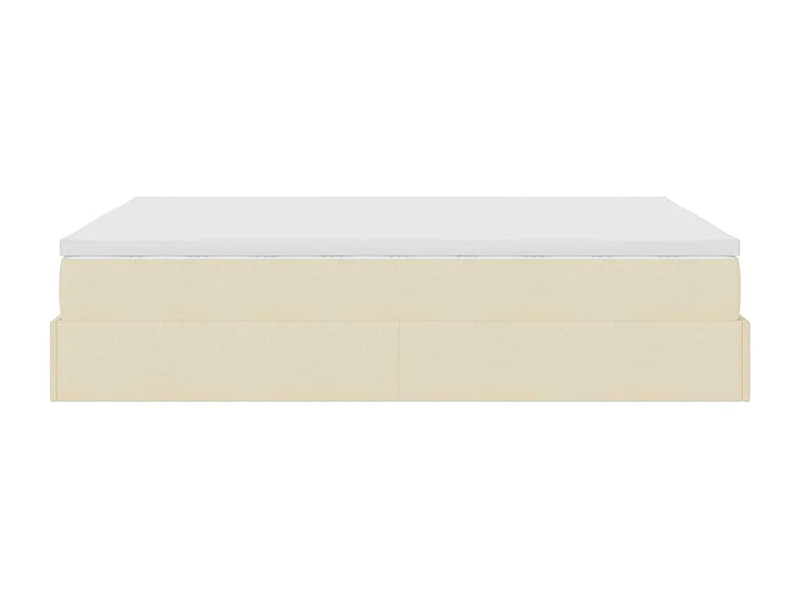 Cadre de lit ottoman avec matelas crème 140x200 cm tissu
