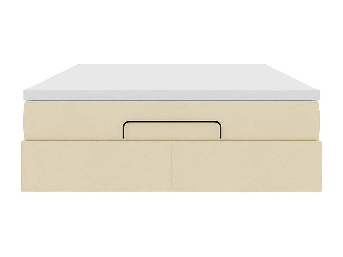 Cadre de lit ottoman avec matelas crème 140x200 cm tissu