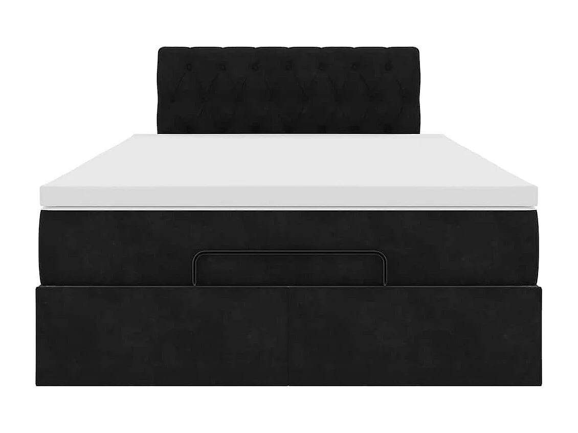 Cadre de lit ottoman avec matelas noir 120x190 cm velours
