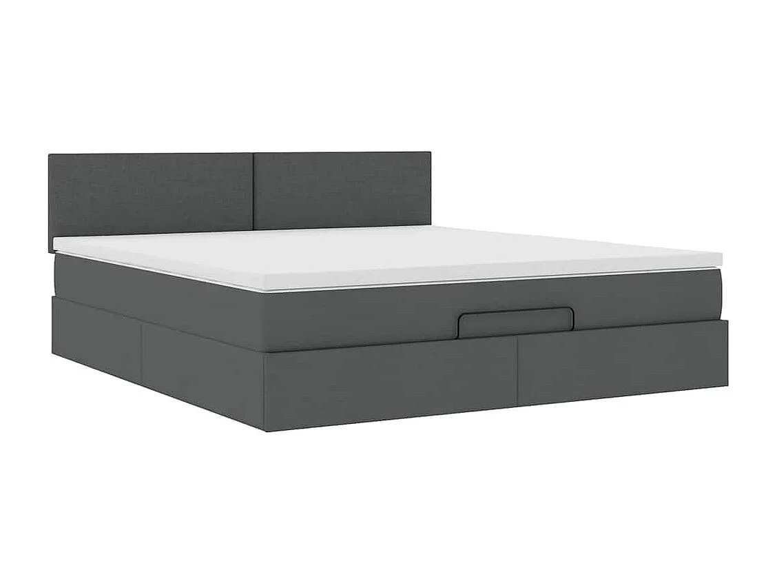 Cadre de lit ottoman avec matelas gris foncé 180x200 cm tissu