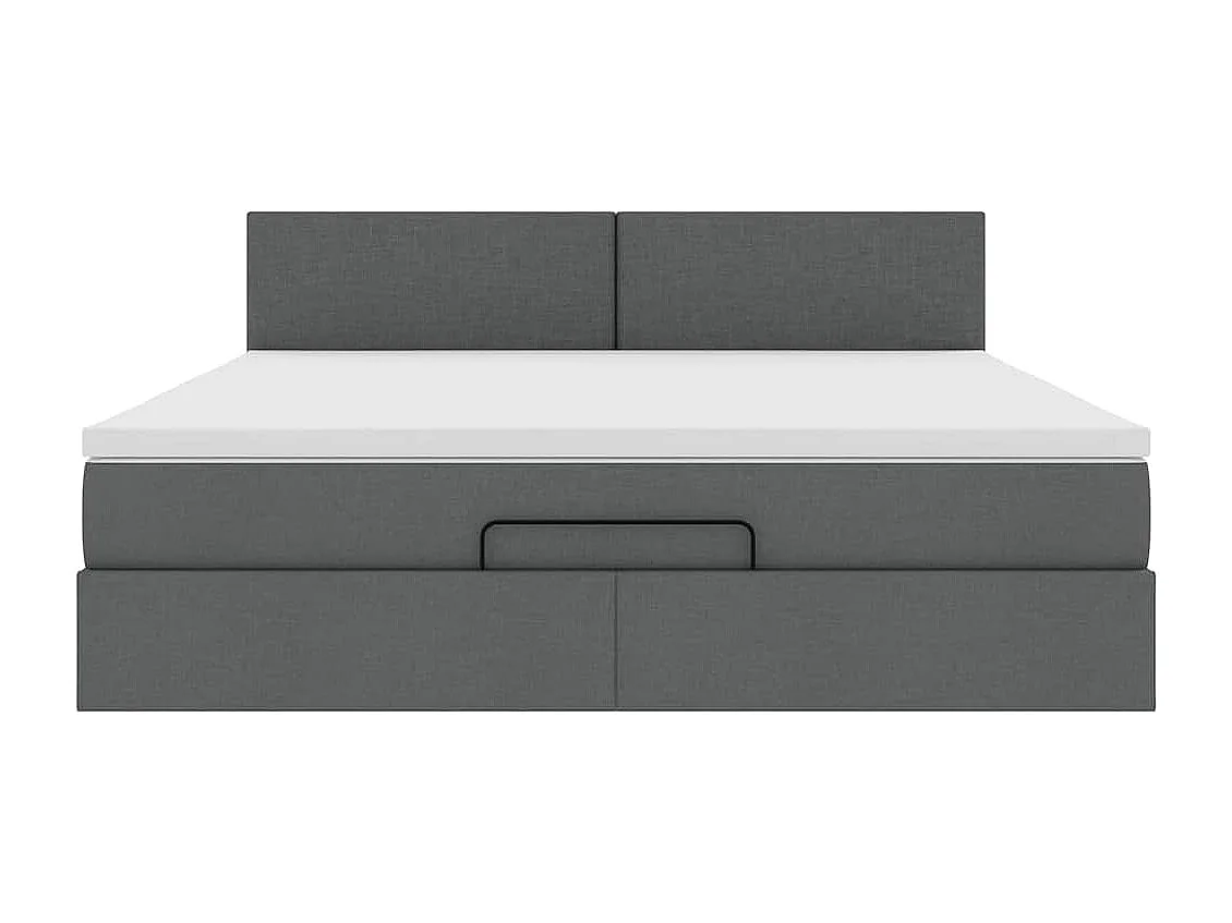 Cadre de lit ottoman avec matelas gris foncé 180x200 cm tissu