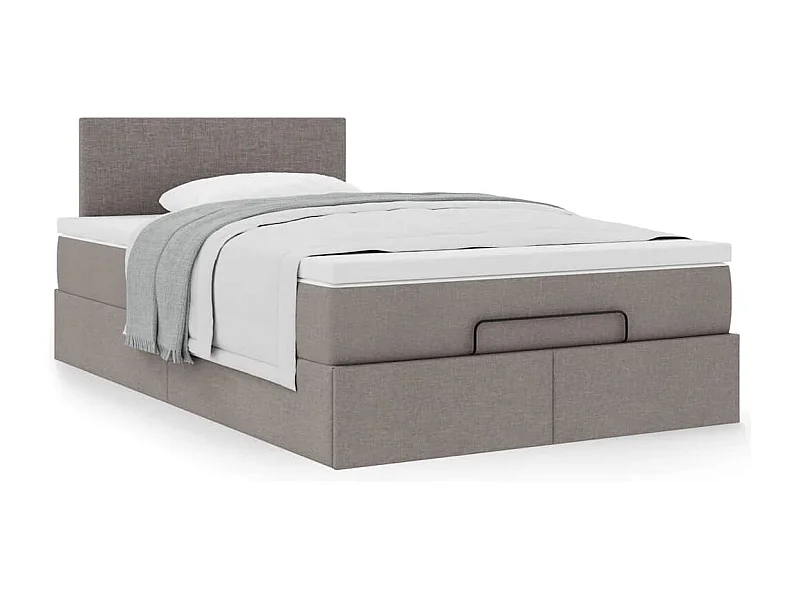Estructura de cama otomana colchón tela gris pardo 120x200cm