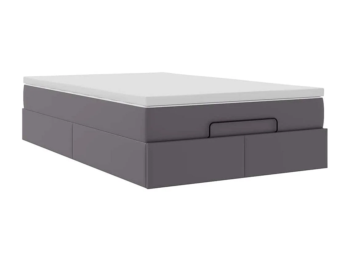 Cadre de lit ottoman avec matelas gris 120x190 cm similicuir