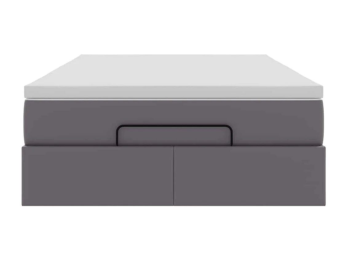 Cadre de lit ottoman avec matelas gris 120x190 cm similicuir