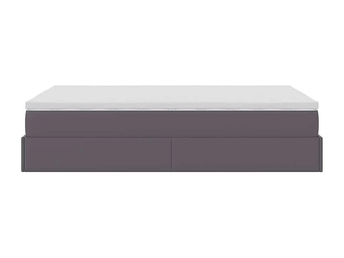 Cadre de lit ottoman avec matelas gris 120x190 cm similicuir