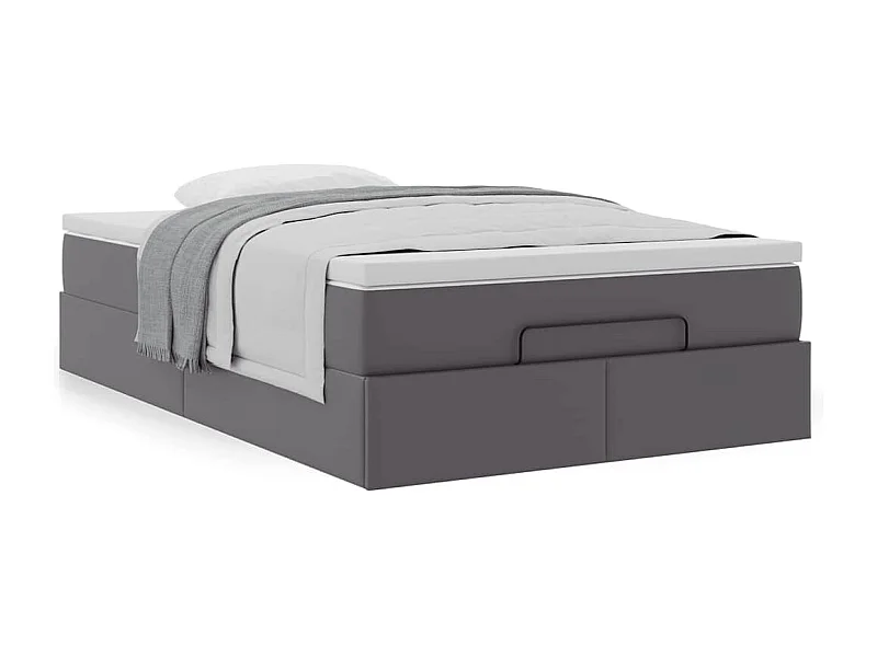 Estructura cama otomana colchón gris 120x190 cm cuero sintético