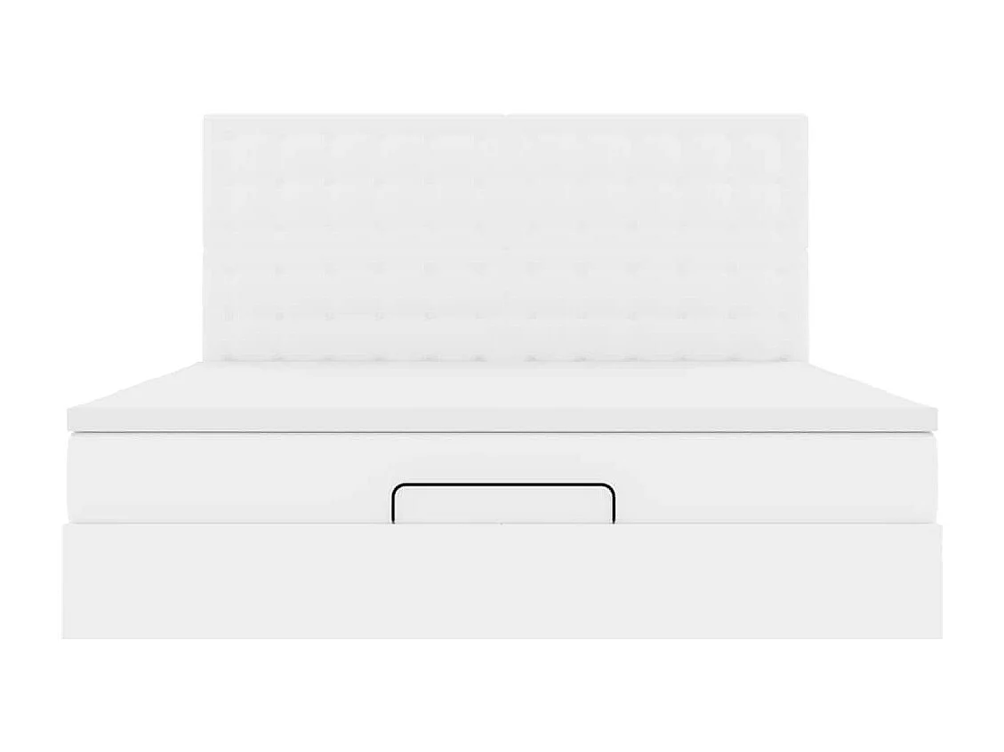 Cadre de lit ottoman avec matelas blanc 160x200 cm similicuir