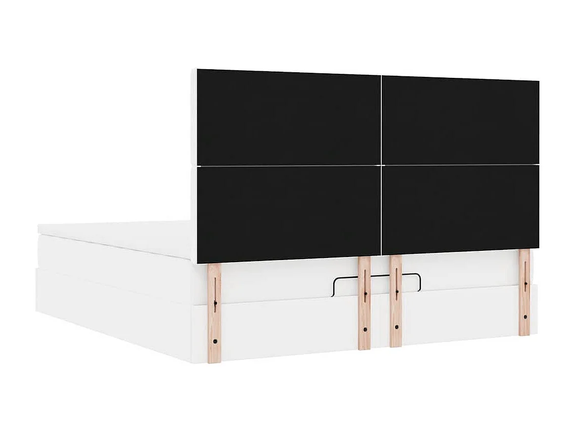 Cadre de lit ottoman avec matelas blanc 160x200 cm similicuir