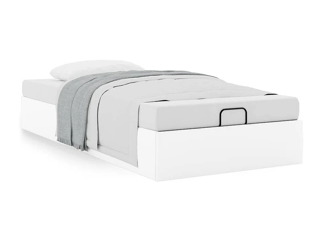 Cadre de lit ottoman sans matelas blanc 90x200 cm similicuir
