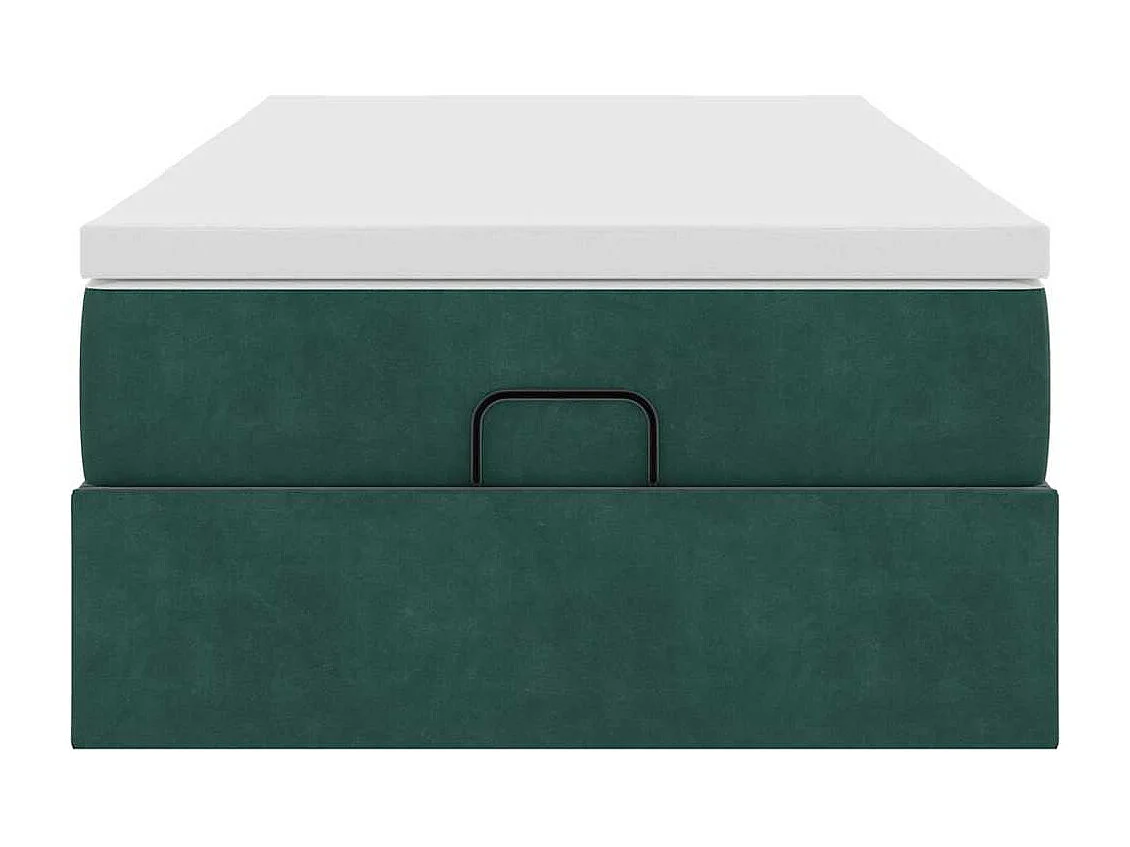 Cadre de lit ottoman avec matelas vert foncé 80x200 cm velours