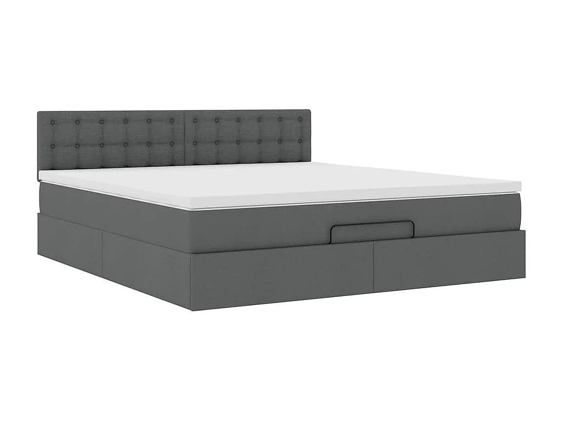 Cadre de lit ottoman avec matelas gris foncé 160x200cm tissu