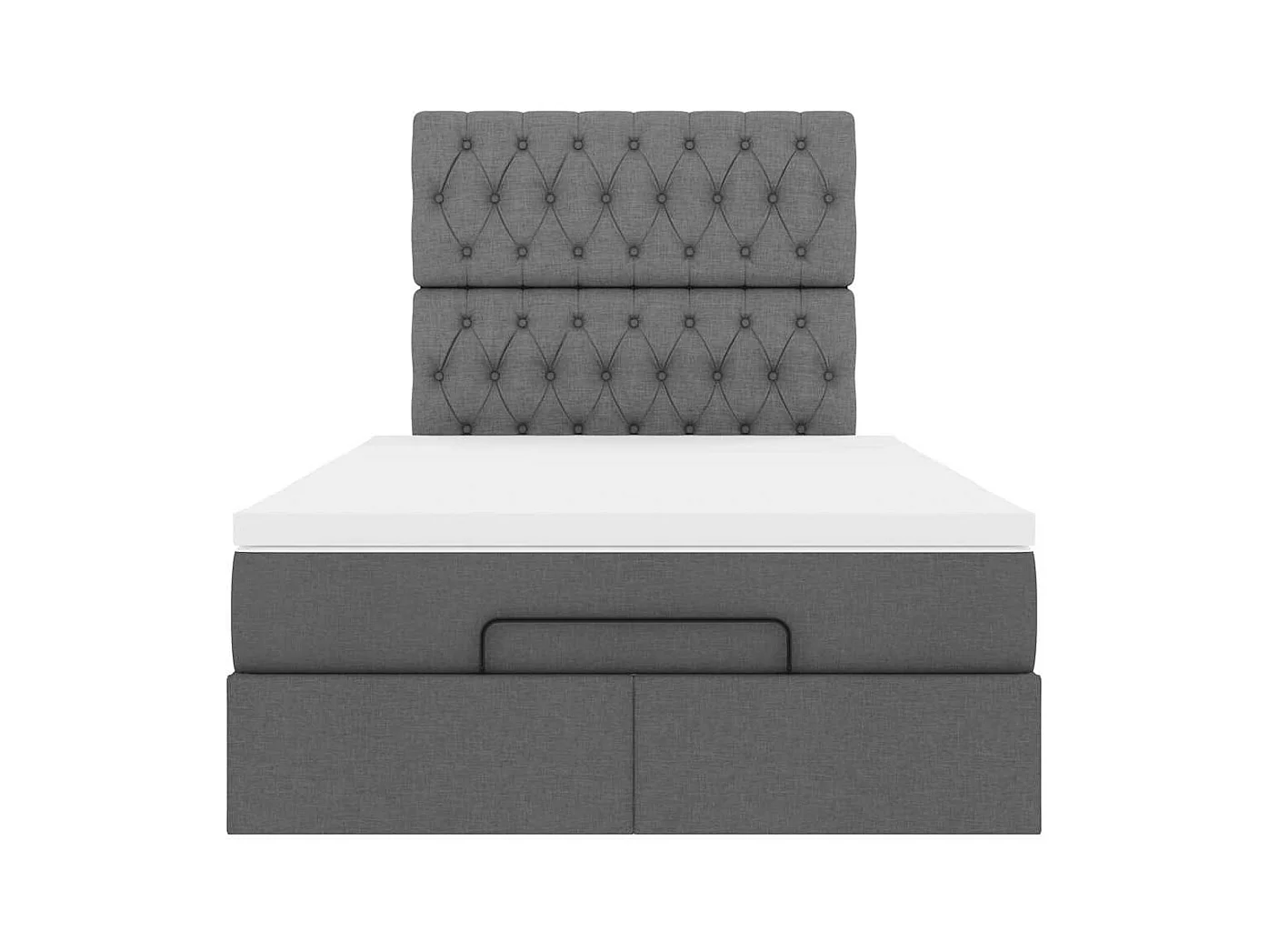 Cadre de lit ottoman avec matelas gris foncé 120x190 cm tissu