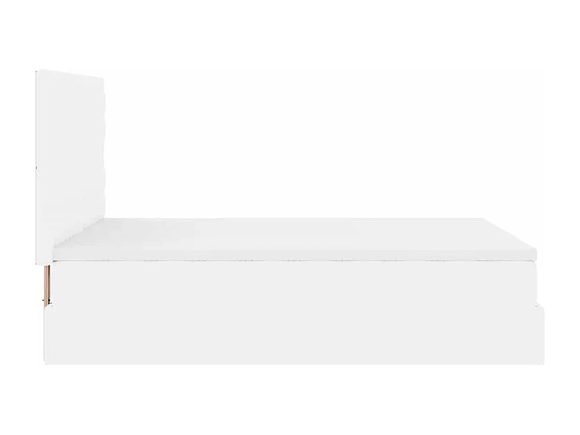 Cadre de lit ottoman avec matelas blanc 140x200 cm similicuir
