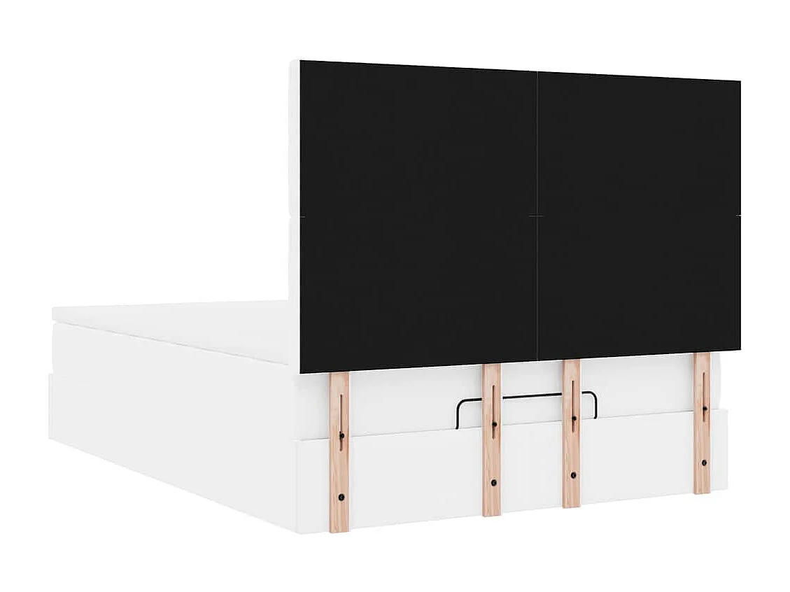 Cadre de lit ottoman avec matelas blanc 140x200 cm similicuir