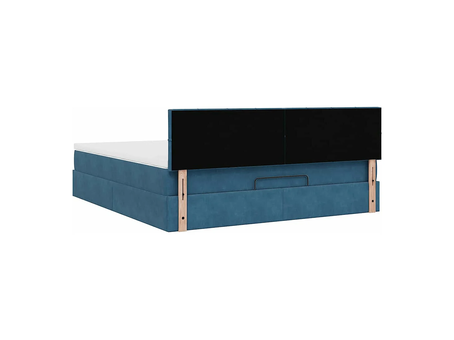 Cadre de lit ottoman avec matelas bleu foncé 160x200 cm velours