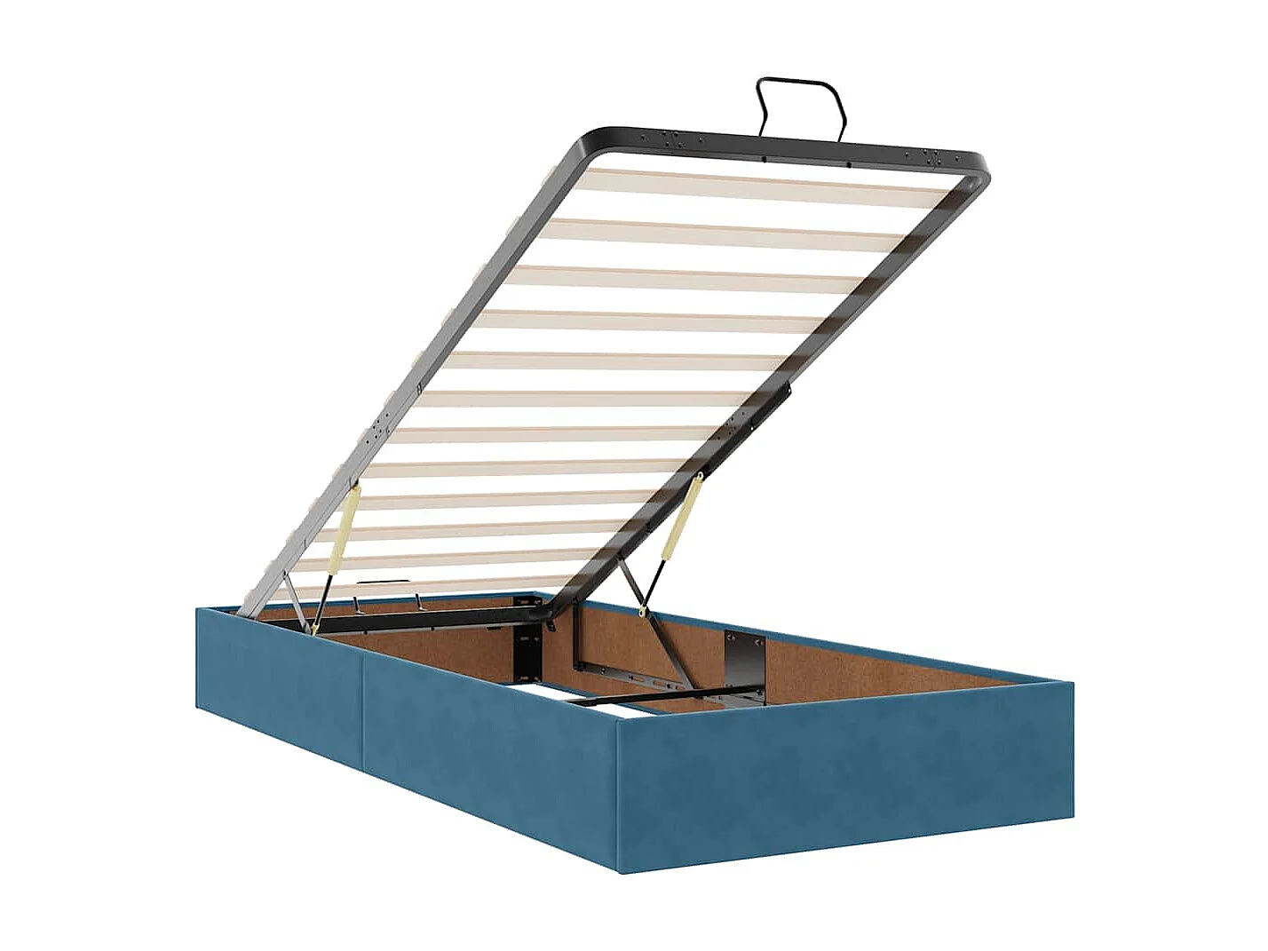 Cadre de lit ottoman avec matelas bleu foncé 90x190 cm velours