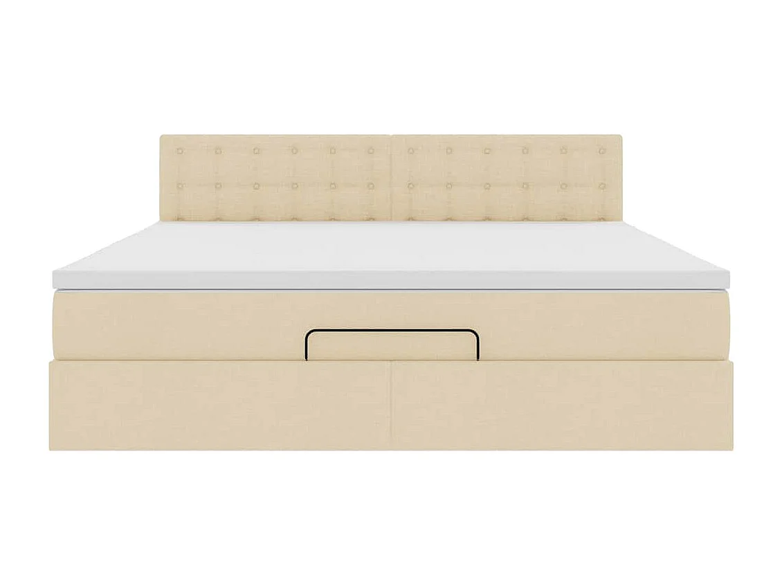 Cadre de lit ottoman avec matelas crème 180x200 cm tissu