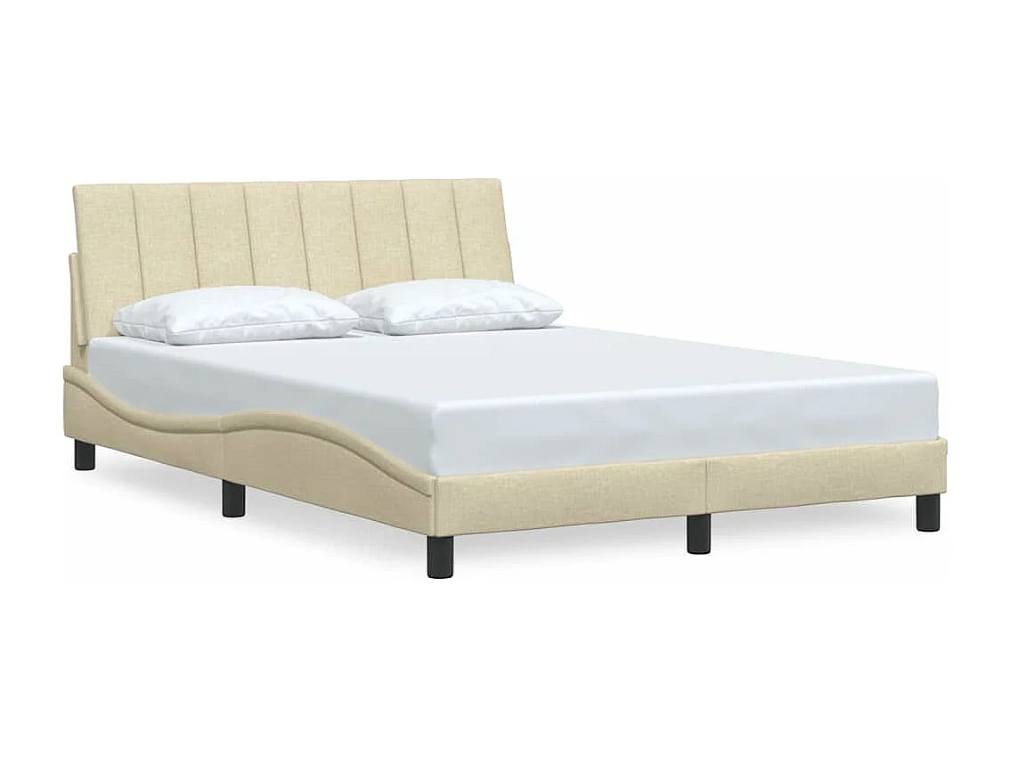 Cadre de lit sans matelas crème 140x200 cm tissu