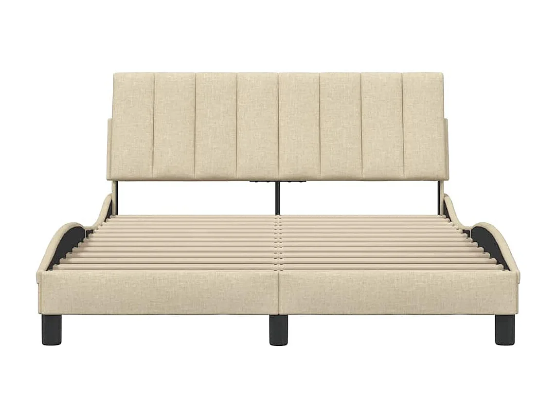 Cadre de lit sans matelas crème 140x200 cm tissu