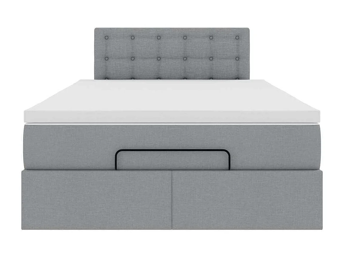 Lit ottoman avec matelas gris clair 120x190 cm tissu