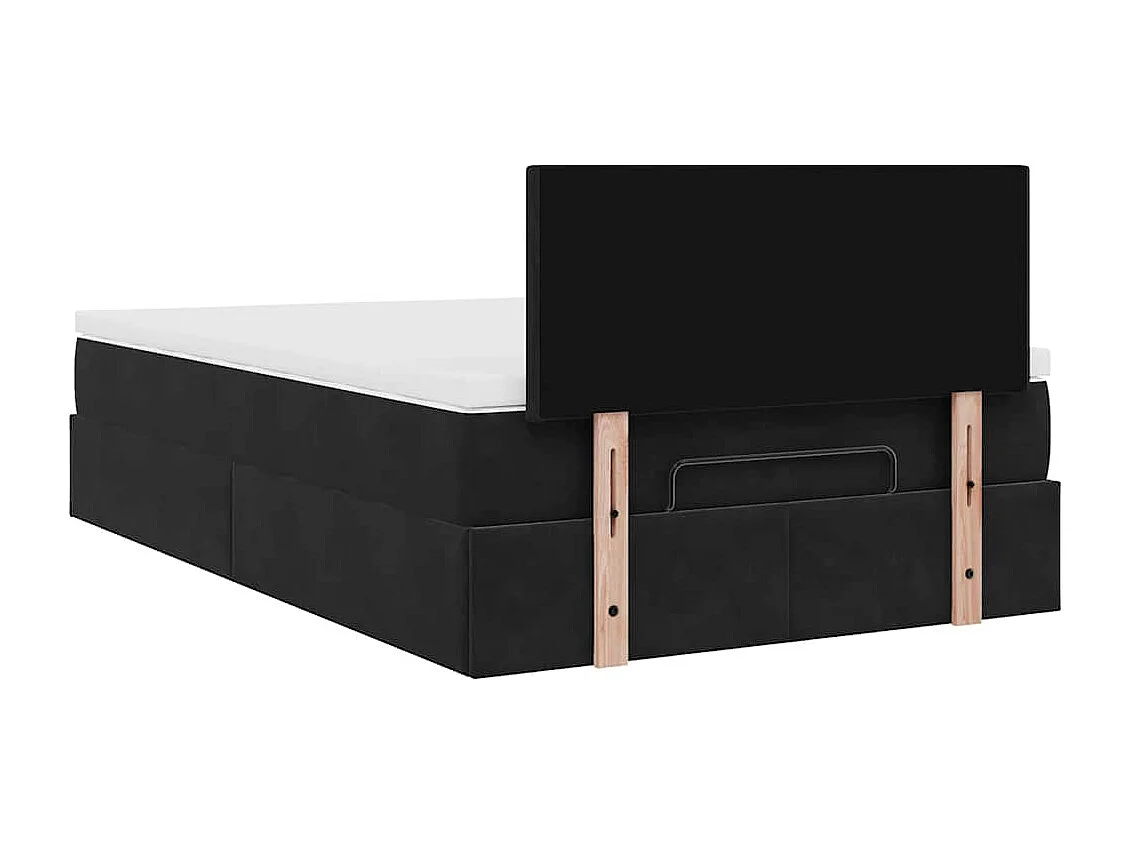 Cadre de lit ottoman avec matelas noir 120x190 cm velours