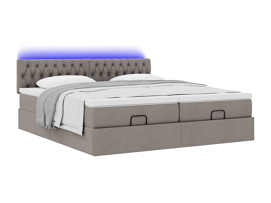 Cadre de lit ottoman avec matelas taupe 200x200cm tissu