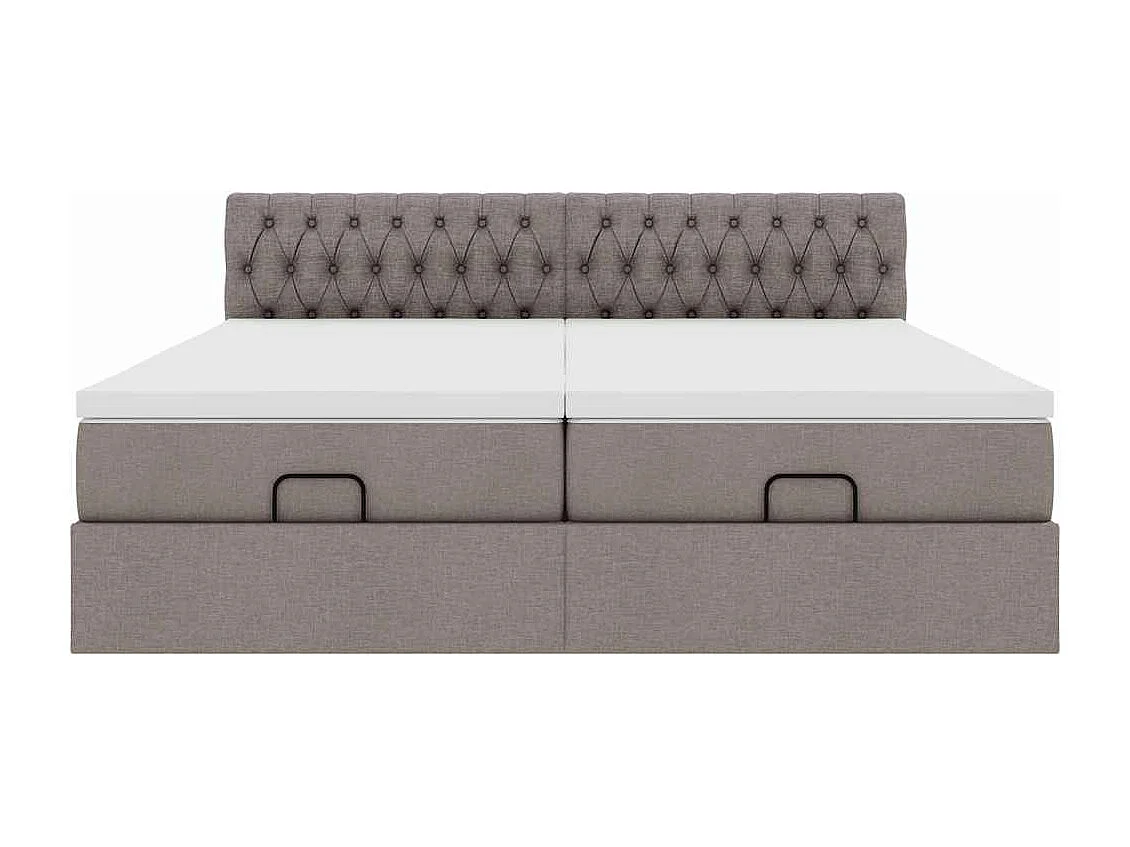 Cadre de lit ottoman avec matelas taupe 200x200cm tissu