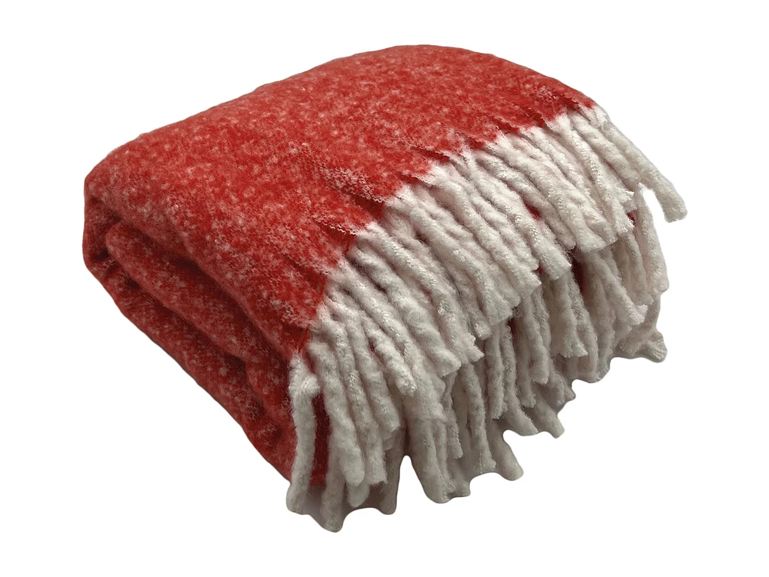 Plaid aspect mohair 100% polyester recyclé 70x180 cm HYGGE Rouge vermillon