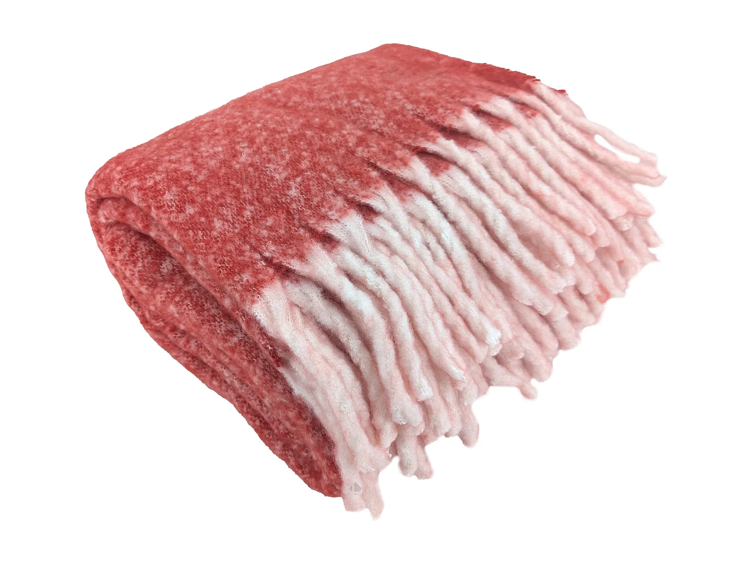 Plaid aspect mohair 100% polyester recyclé 70x180 cm HYGGE Rouge vermillon