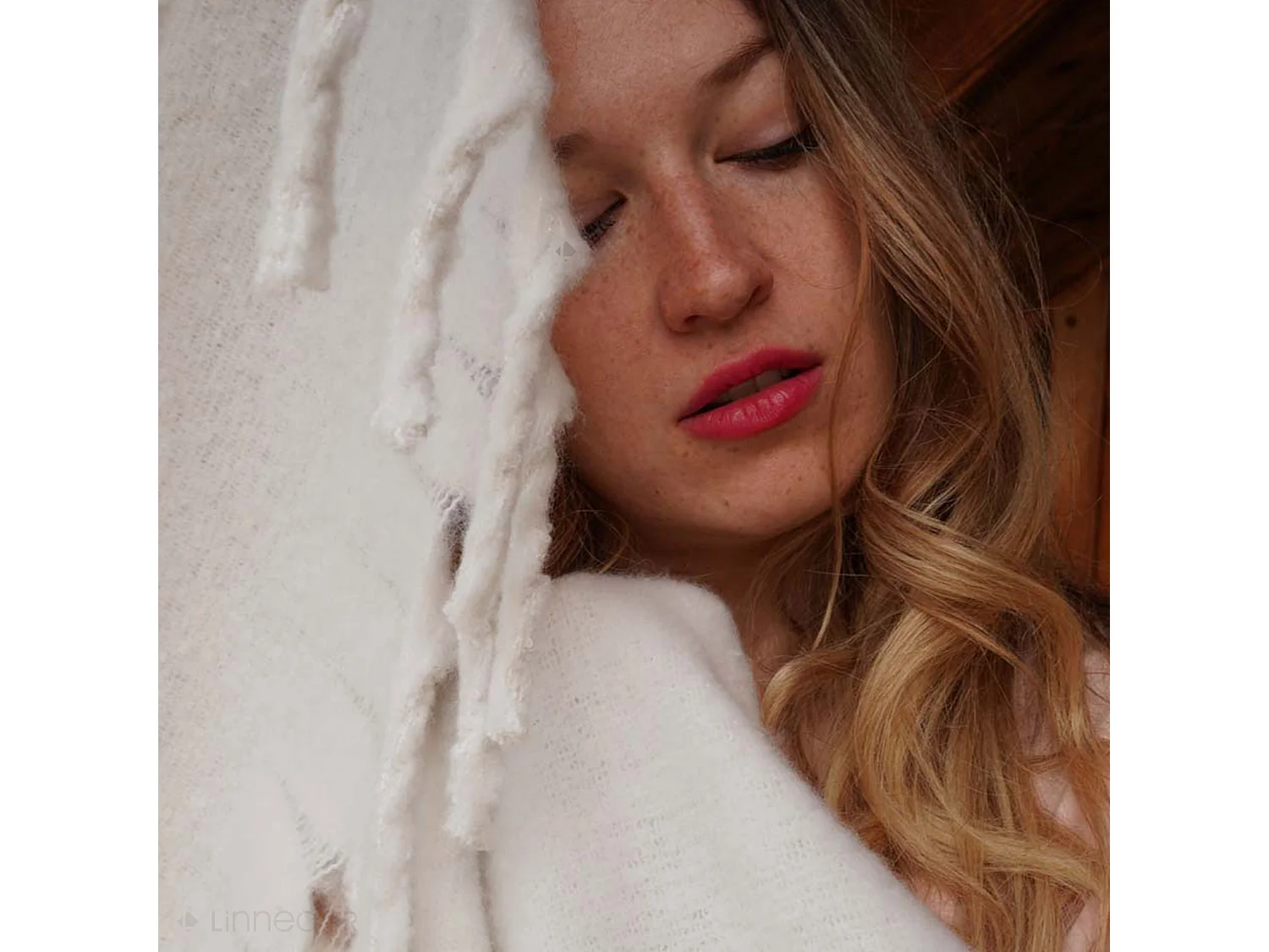 Plaid aspect mohair 100% polyester recyclé 130x180 cm HYGGE Blanc neige