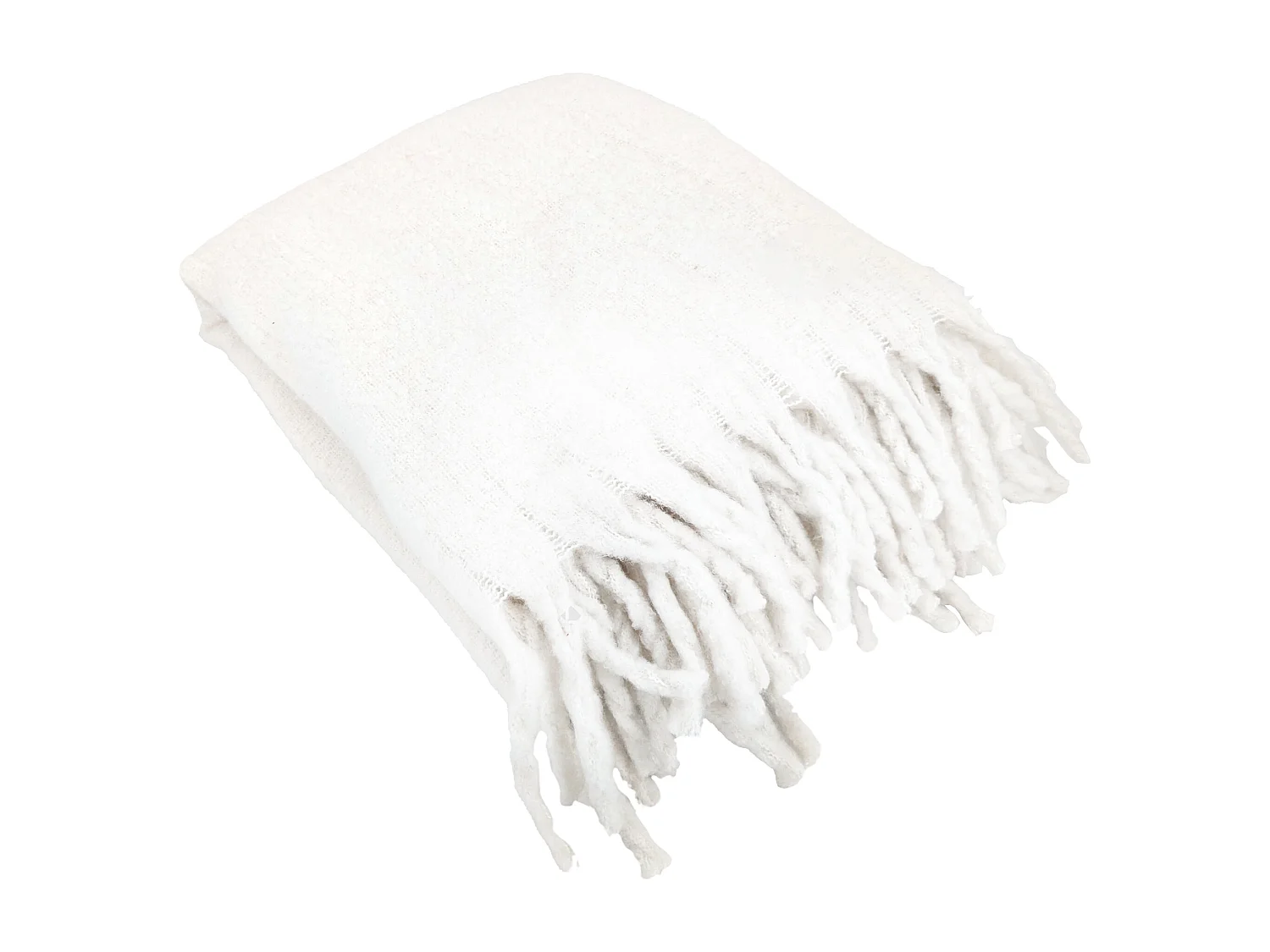 Plaid aspect mohair 100% polyester recyclé 130x180 cm HYGGE Blanc neige