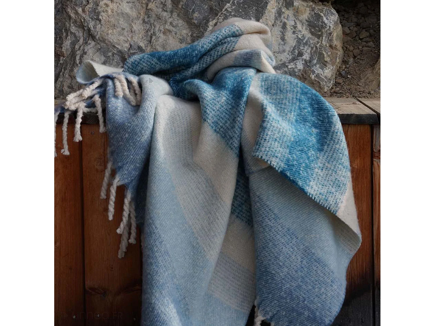 Plaid aspect mohair 100% polyester recyclé 70x180 cm HYGGE Rayé bleu