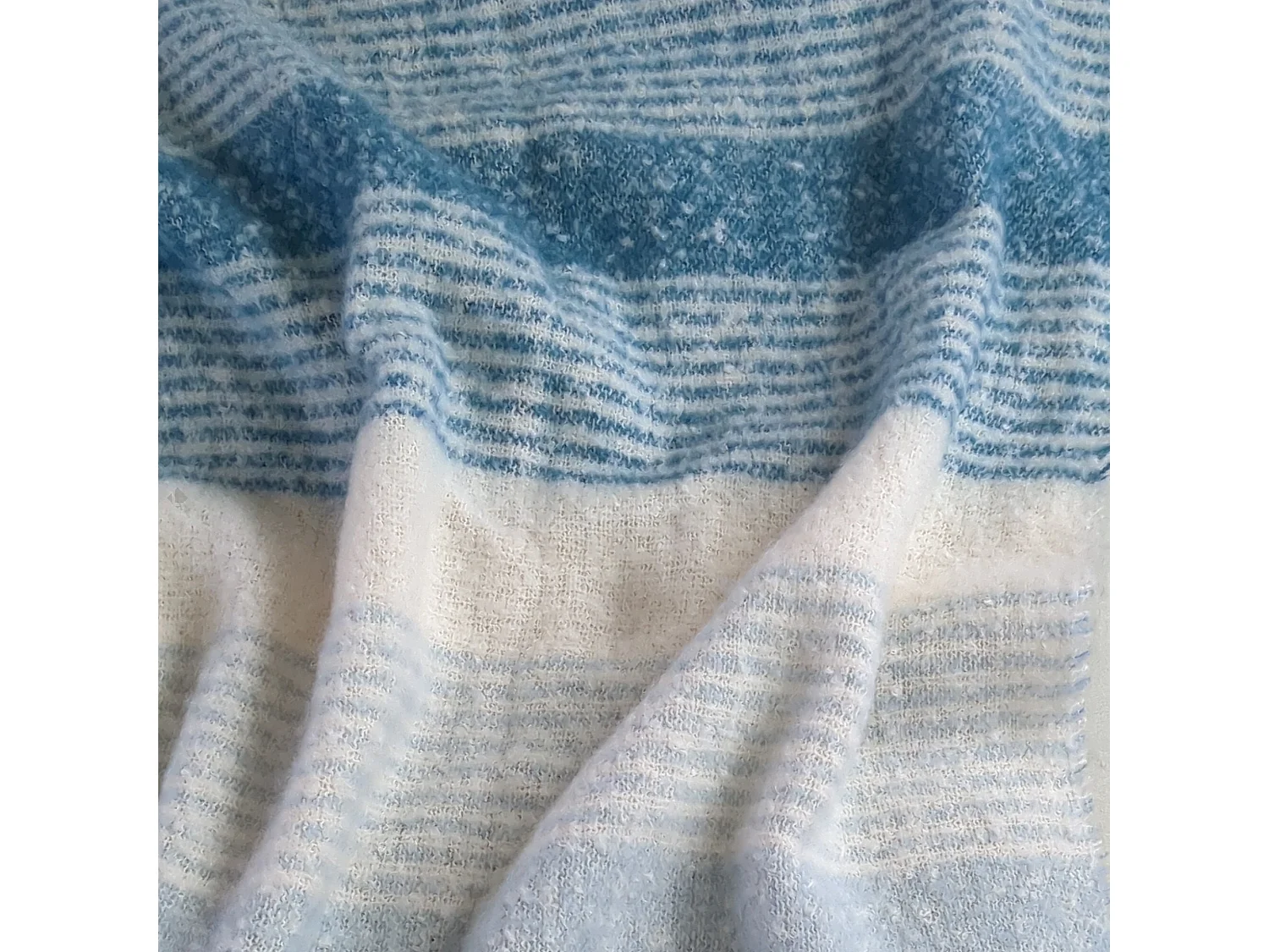 Plaid aspect mohair 100% polyester recyclé 70x180 cm HYGGE Rayé bleu