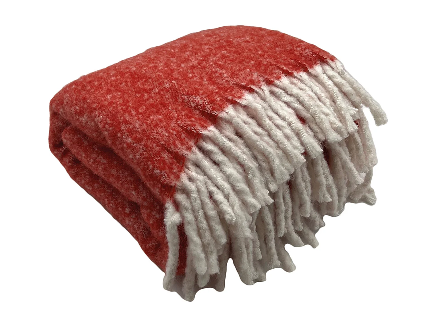 Plaid aspect mohair 100% polyester recyclé 130x180 cm HYGGE Rouge vermillon