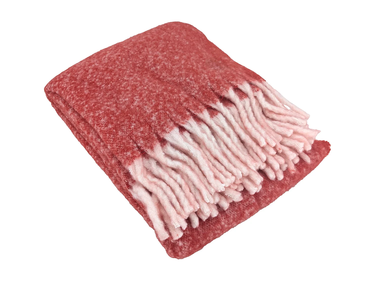 Plaid aspect mohair 100% polyester recyclé 130x180 cm HYGGE Rouge vermillon